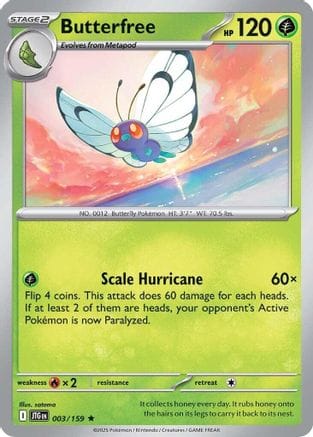 'Pokemon - 'Butterfree 003/159  - Reverse Holofoil SV09 Journey Together - Rare