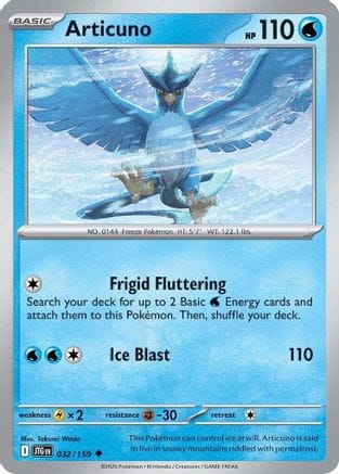 'Pokemon - 'Articuno 032/159  - Reverse Holofoil SV09 Journey Together - Uncommon