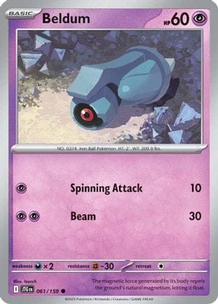 'Pokemon - 'Beldum 061/159  - Reverse Holofoil SV09 Journey Together - Common