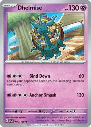 'Pokemon - 'Dhelmise 070/159  - Reverse Holofoil SV09 Journey Together - Common