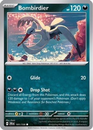 'Pokemon - 'Bombirdier 101/159  - Reverse Holofoil SV09 Journey Together - Common