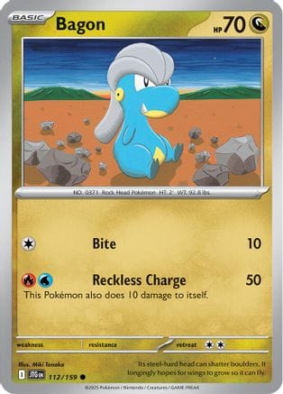 'Pokemon - 'Bagon 112/159  - Reverse Holofoil SV09 Journey Together - Common