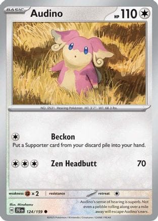 'Pokemon - 'Audino 124/159  - Reverse Holofoil SV09 Journey Together - Common