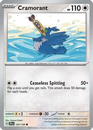 'Pokemon - 'Cramorant 137/159  SV09 Journey Together - Common