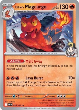 'Pokemon - 'Ethan's Magcargo 036/182  - Holofoil SV10 Destined Rivals - Rare