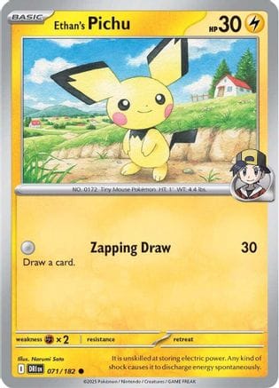 'Pokemon - 'Ethan's Pichu 071/182  - Reverse Holofoil SV10 Destined Rivals - Common