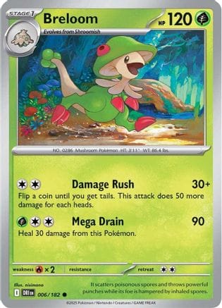 'Pokemon - 'Breloom 006/182  - Reverse Holofoil SV10 Destined Rivals - Common