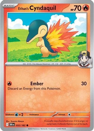 'Pokemon - 'Ethan's Cyndaquil 032/182  - Reverse Holofoil SV10 Destined Rivals - Common