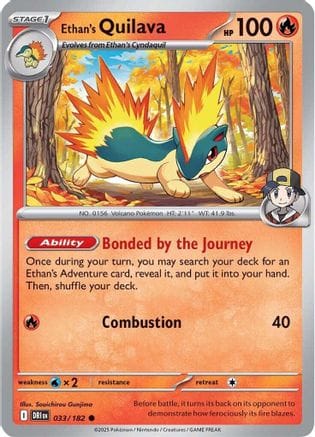 'Pokemon - 'Ethan's Quilava 033/182  - Reverse Holofoil SV10 Destined Rivals - Common