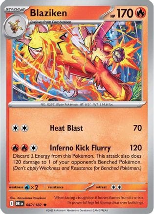 'Pokemon - 'Blaziken 042/182  - Reverse Holofoil SV10 Destined Rivals - Rare