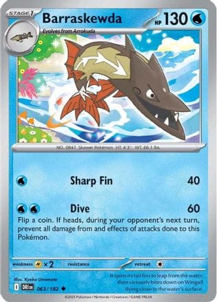 'Pokemon - 'Barraskewda 063/182  SV10 Destined Rivals - Uncommon