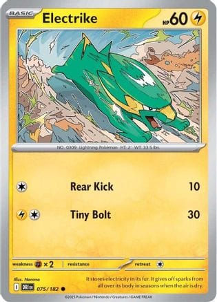 'Pokemon - 'Electrike 075/182  - Reverse Holofoil SV10 Destined Rivals - Common