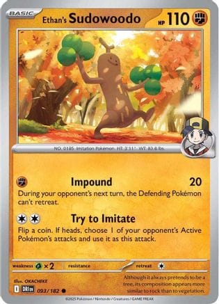 'Pokemon - 'Ethan's Sudowoodo 093/182  - Reverse Holofoil SV10 Destined Rivals - Common