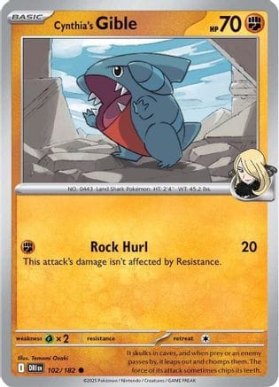 'Pokemon - 'Cynthia's Gible 102/182  SV10 Destined Rivals - Common