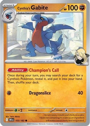 'Pokemon - 'Cynthia's Gabite 103/182  SV10 Destined Rivals - Common