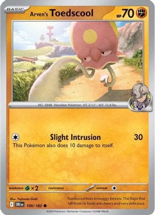 'Pokemon - 'Arven's Toedscool 109/182  - Reverse Holofoil SV10 Destined Rivals - Common