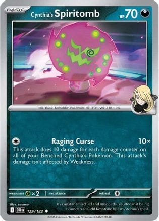 'Pokemon - 'Cynthia's Spiritomb 129/182  - Reverse Holofoil SV10 Destined Rivals - Uncommon