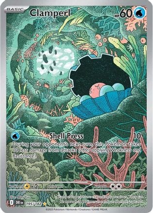 'Pokemon - 'Clamperl 195/182  - Holofoil SV10 Destined Rivals - Illustration Rare