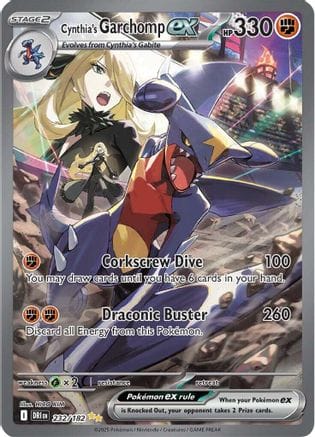 'Pokemon - 'Cynthia's Garchomp ex 232/182  - Holofoil SV10 Destined Rivals - Special Illustration Rare