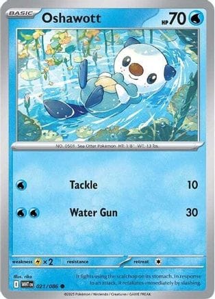 'Pokemon - 'Oshawott 021/086  - Reverse Holofoil SV White Flare - Common