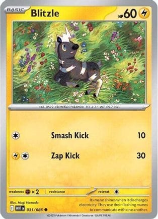 'Pokemon - 'Blitzle 031/086  - Reverse Holofoil SV White Flare - Common