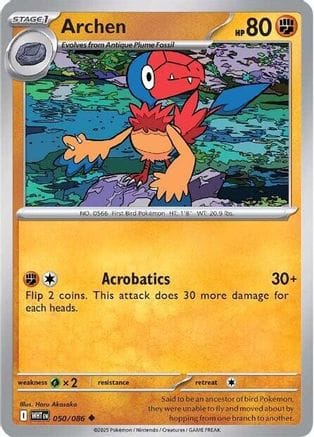 'Pokemon - 'Archen 050/086  - Reverse Holofoil SV White Flare - Uncommon