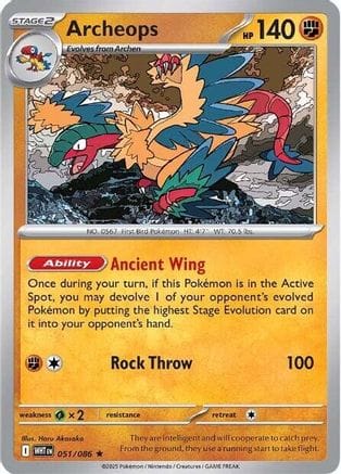 'Pokemon - 'Archeops 051/086  - Reverse Holofoil SV White Flare - Rare