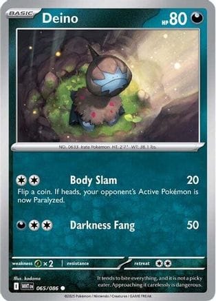 'Pokemon - 'Deino 065/086  - Reverse Holofoil SV White Flare - Common