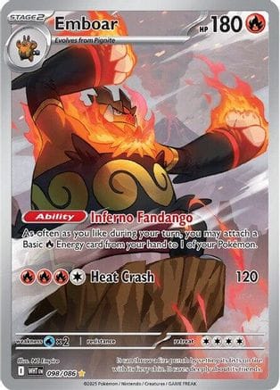 'Pokemon - 'Emboar 098/086  - Holofoil SV White Flare - Illustration Rare