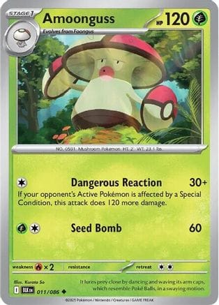'Pokemon - 'Amoonguss 011/086  - Reverse Holofoil SV Black Bolt - Uncommon