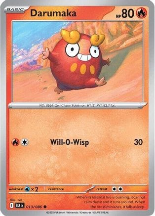 'Pokemon - 'Darumaka 013/086  - Reverse Holofoil SV Black Bolt - Common