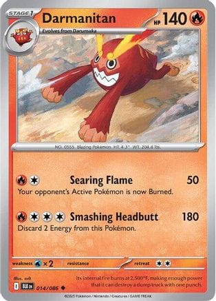 'Pokemon - 'Darmanitan 014/086  SV Black Bolt - Uncommon