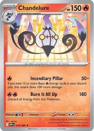 'Pokemon - 'Chandelure 018/086  - Holofoil SV White Flare - Rare