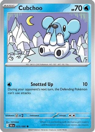 'Pokemon - 'Cubchoo 025/086  - Reverse Holofoil SV Black Bolt - Common