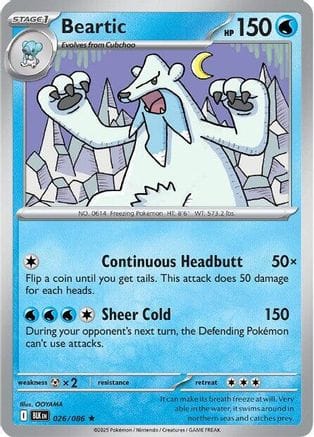'Pokemon - 'Beartic 026/086  - Holofoil SV Black Bolt - Rare