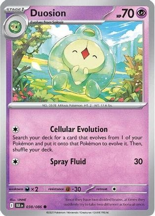 'Pokemon - 'Duosion 038/086  - Reverse Holofoil SV Black Bolt - Common