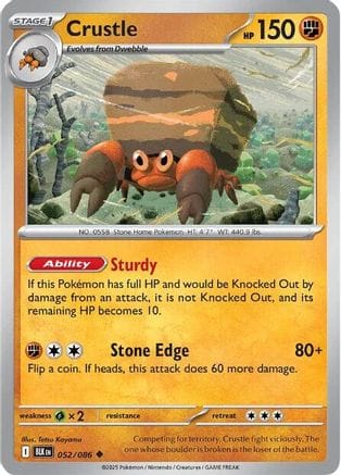 'Pokemon - 'Crustle 052/086  - Reverse Holofoil SV Black Bolt - Uncommon