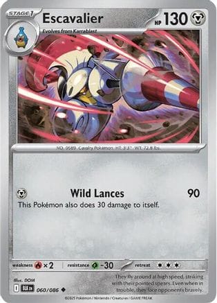 'Pokemon - 'Escavalier 060/086  - Reverse Holofoil SV Black Bolt - Common