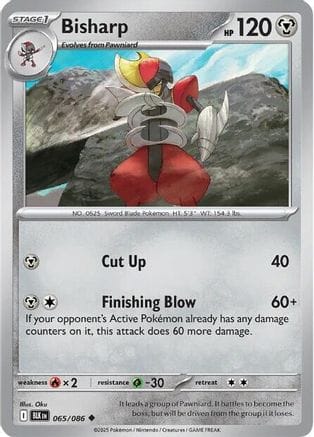 'Pokemon - 'Bisharp 065/086  - Reverse Holofoil SV Black Bolt - Uncommon