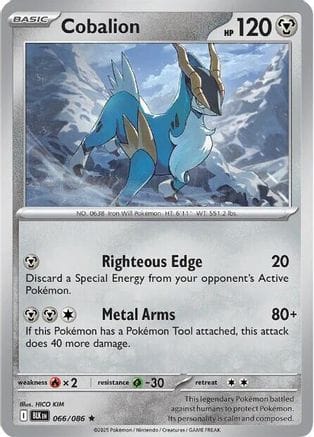 'Pokemon - 'Cobalion 066/086  - Holofoil SV Black Bolt - Rare