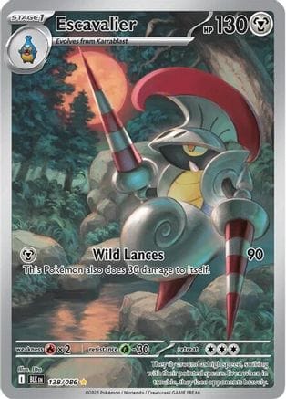 'Pokemon - 'Escavalier 138/086  - Holofoil SV Black Bolt - Illustration Rare