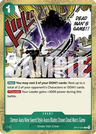 Demon Aura Nine Sword Style Asura Blades Drawn Dead Man's Game (OP12-037) - Legacy of the Master Foil