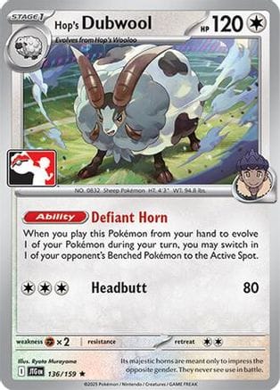 'Pokemon - 'Hop's Dubwool 136  Prize Pack Series Cards - Rare