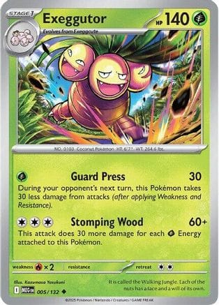 'Pokemon - 'Exeggutor 005/132  - Reverse Holofoil ME01 Mega Evolution - Uncommon