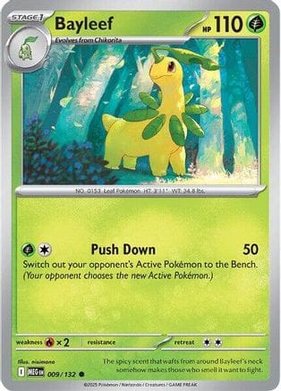 'Pokemon - 'Bayleef 009/132  - Reverse Holofoil ME01 Mega Evolution - Common