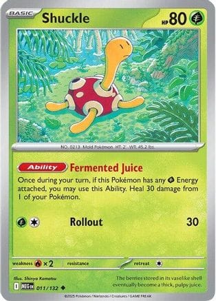 'Pokemon - 'Shuckle 011/132  - Reverse Holofoil ME01 Mega Evolution - Uncommon