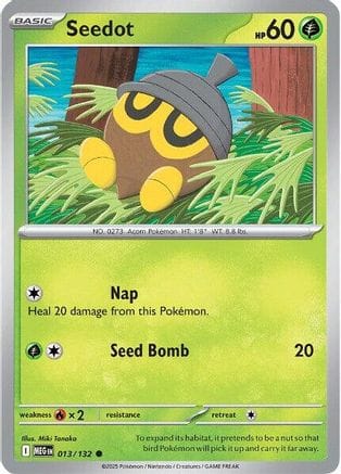 'Pokemon - 'Seedot 013/132  - Reverse Holofoil ME01 Mega Evolution - Common