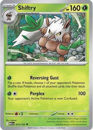'Pokemon - 'Shiftry 015/132  - Reverse Holofoil ME01 Mega Evolution - Uncommon