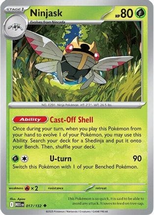 'Pokemon - 'Ninjask 017/132  ME01 Mega Evolution - Uncommon