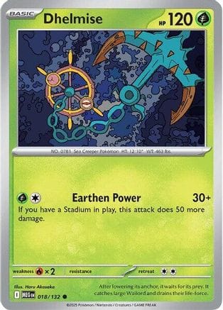 'Pokemon - 'Dhelmise 018/132  - Reverse Holofoil ME01 Mega Evolution - Common